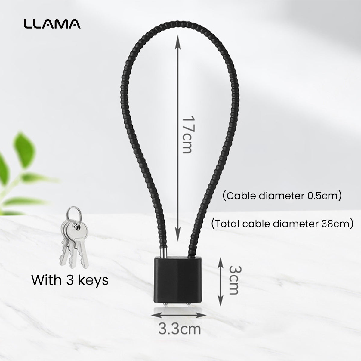 LLAMA EBIKE Multi-Functional Cable Lock for E-Bike Helmets & Baskets – Durable Soft Steel