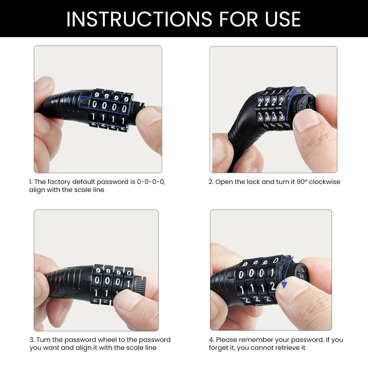 LLAMA TRUCK Modern Minimalist Bike Chain Lock with Combination Code