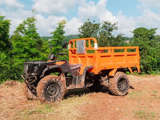 LLAMA Truck Atlas 4000W electric ATV with 4-wheel independent suspension and industrial towing hitch.