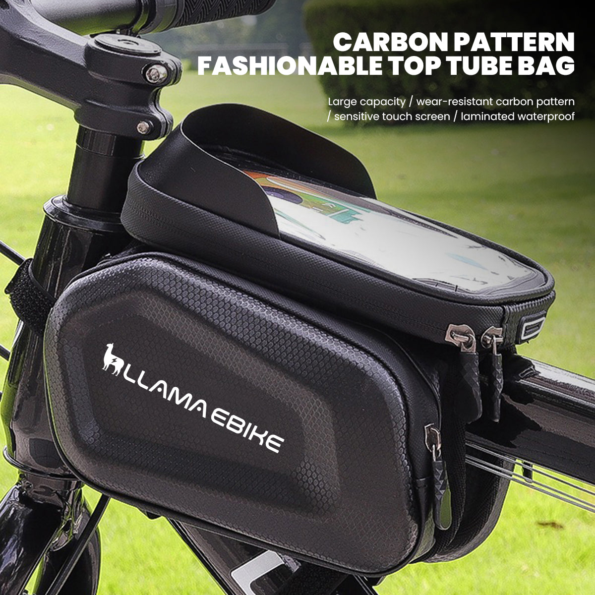 LLAMA TRUCK Waterproof Front Frame Bag with Phone Holder
