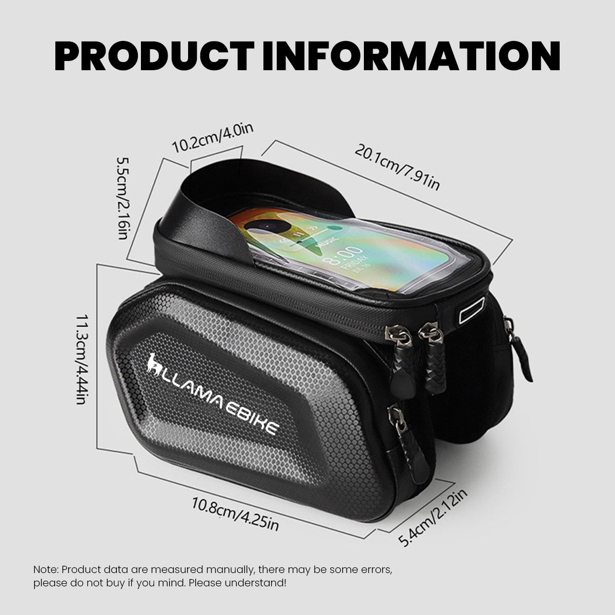 LLAMA TRUCK Waterproof Front Frame Bag with Phone Holder