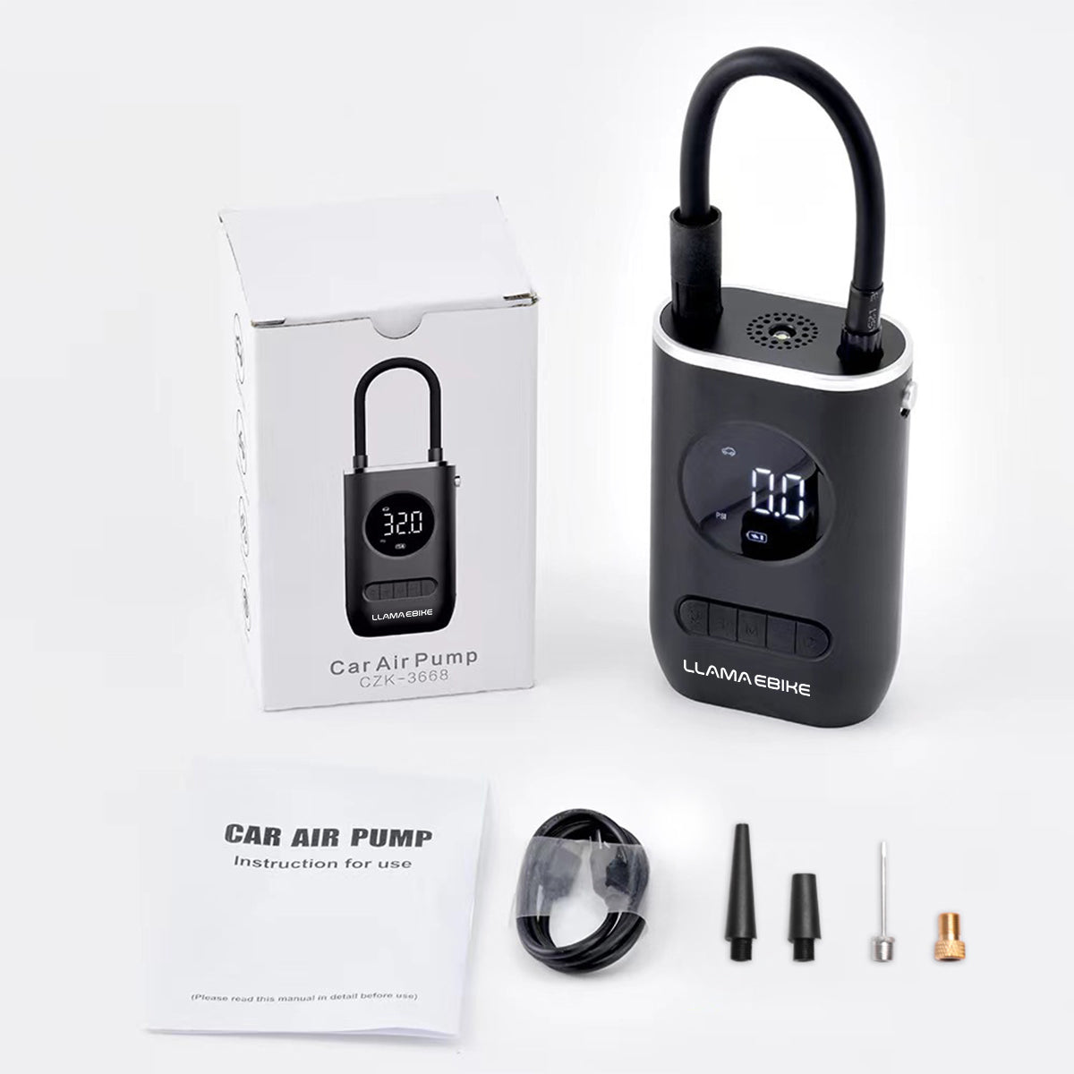 LLAMA TRUCK Portable Rechargeable Air Pump for Car Bicycle and Motorcycle Tires