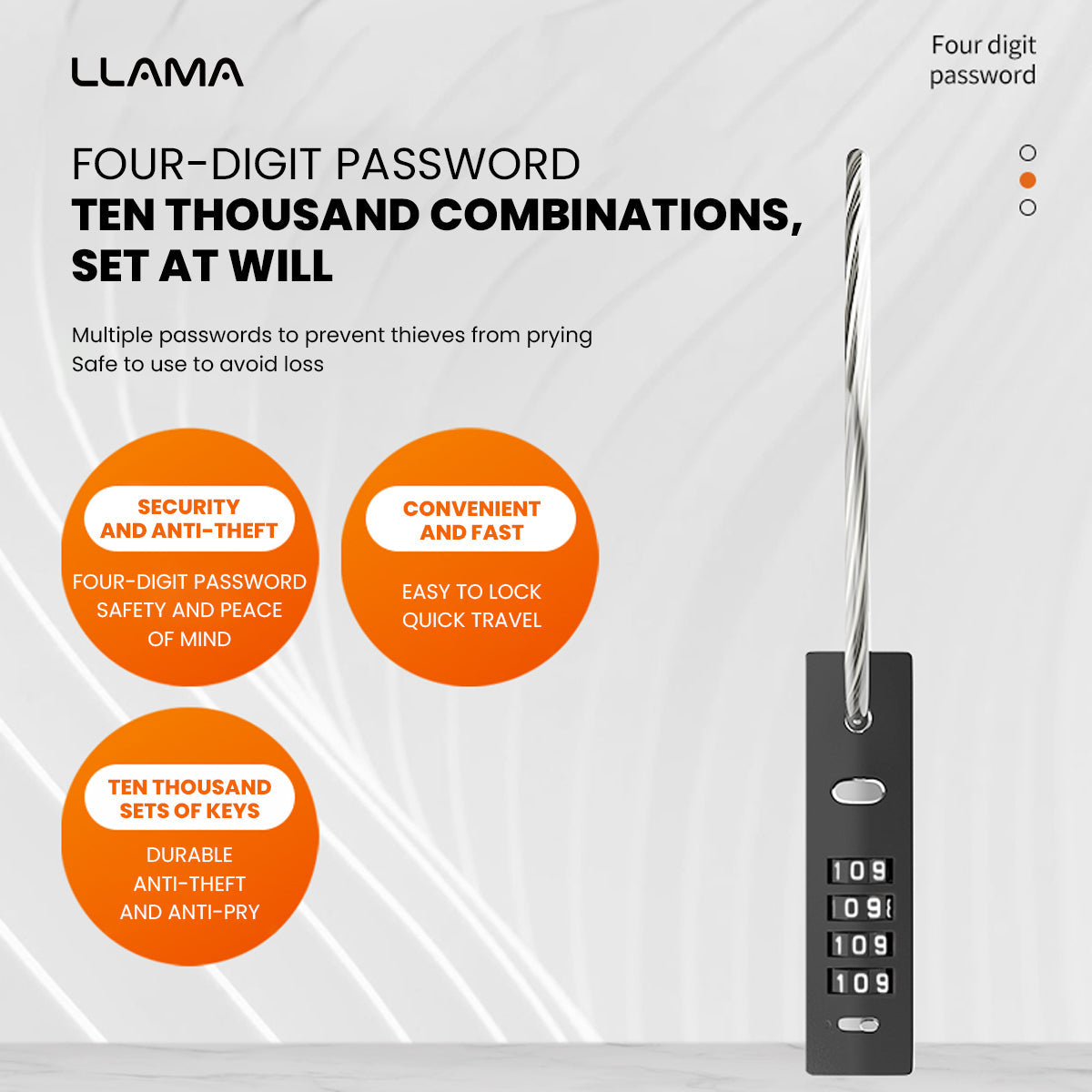 LLAMA TRUCK Steel wire combination lock padlock
