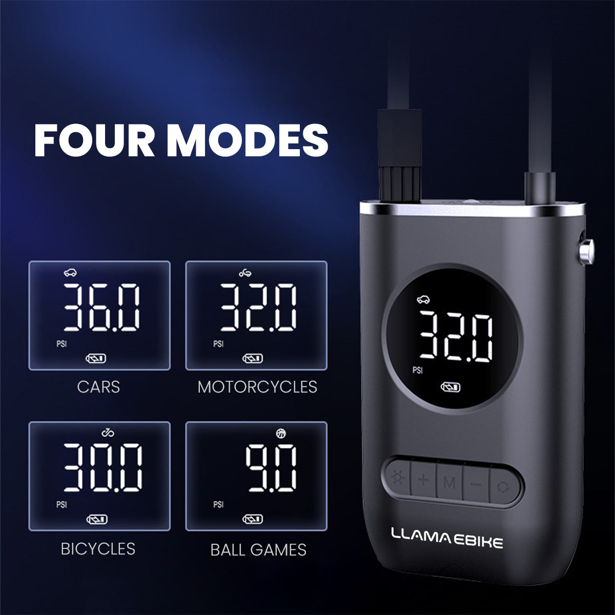 LLAMA TRUCK Portable Rechargeable Air Pump for Car Bicycle and Motorcycle Tires