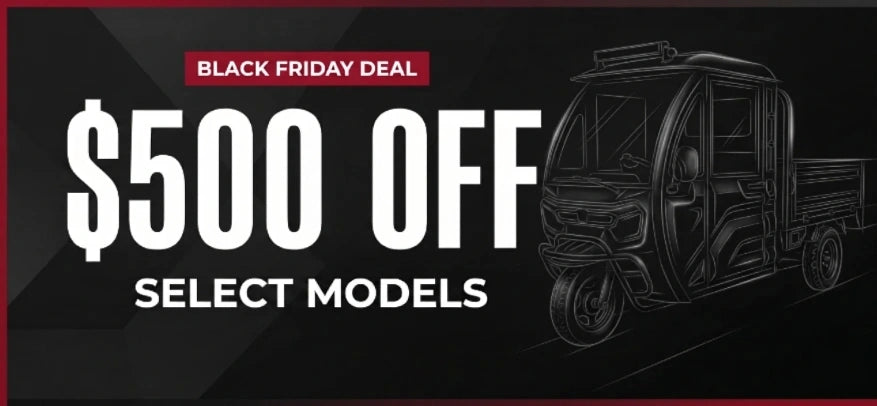 Black Friday sale graphic showing $500 off select models