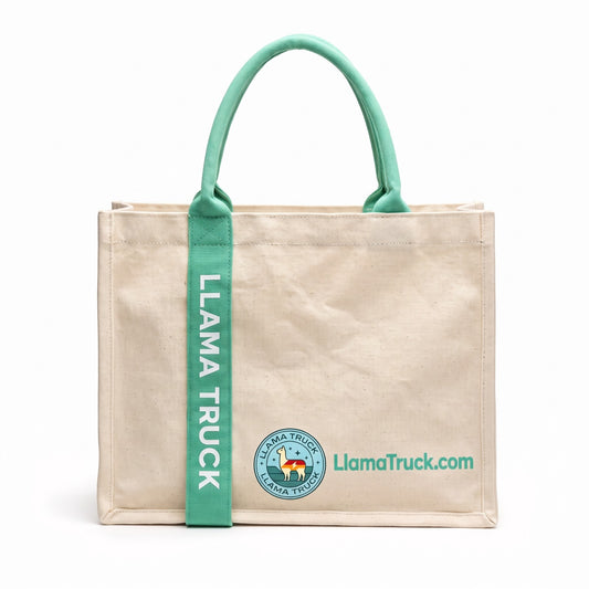 LLAMA Merch Green Strap Canvas Tote Bag