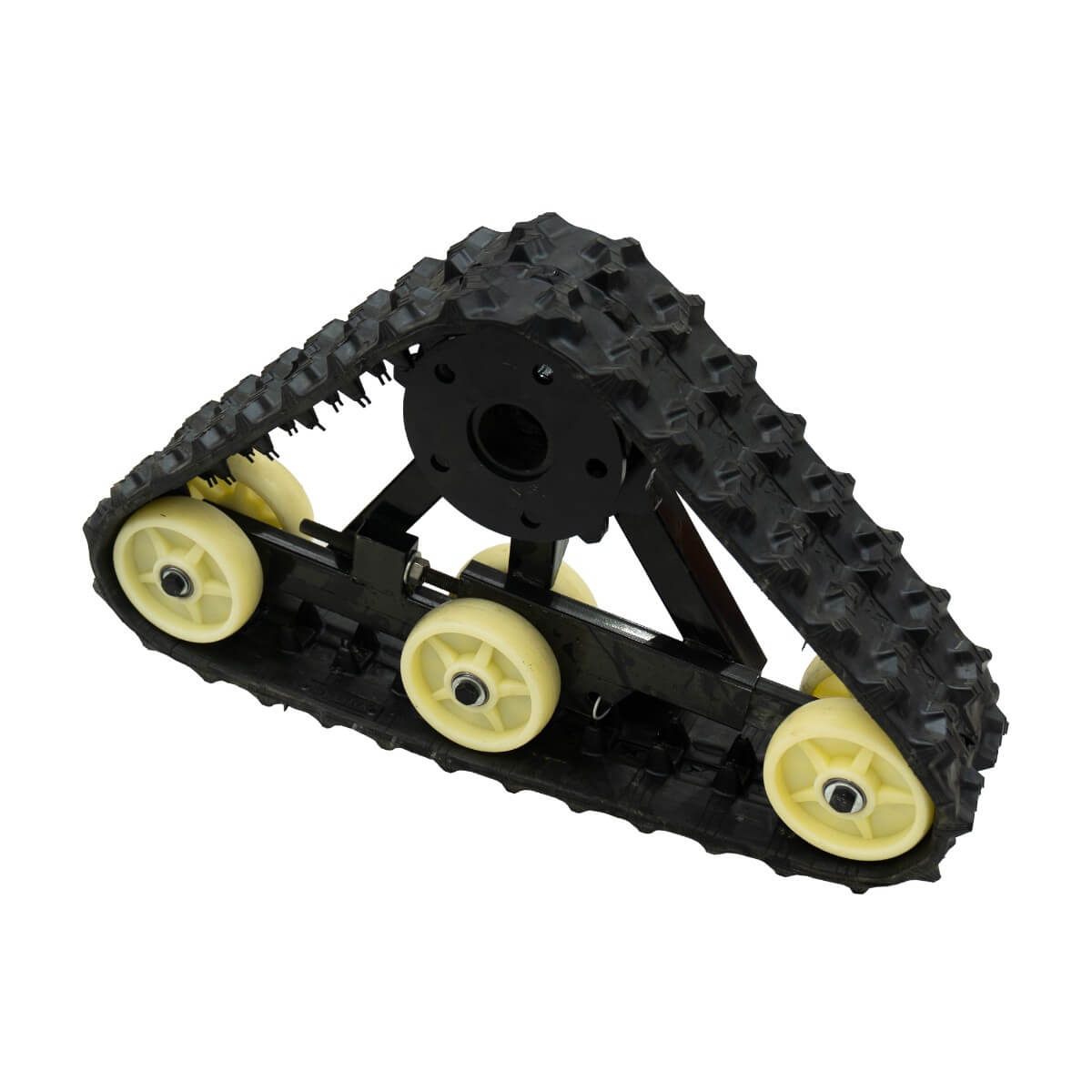Heavy-duty triangular track system for Llama Truck off-road upgrade.