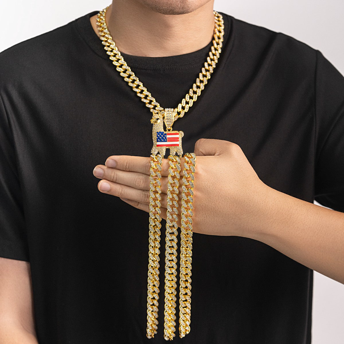 Llama The "Patriot" Iced-Out Cuban Link Chain