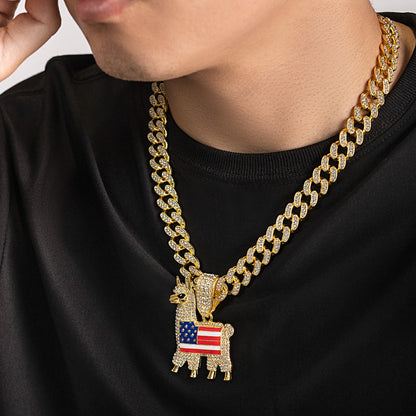 Llama The "Patriot" Iced-Out Cuban Link Chain