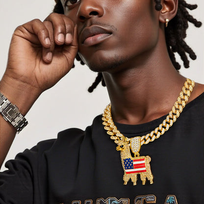 Llama The "Patriot" Iced-Out Cuban Link Chain