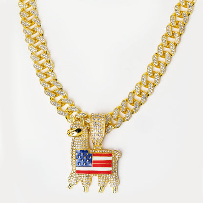 Llama The "Patriot" Iced-Out Cuban Link Chain